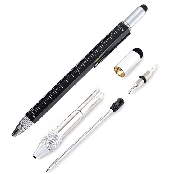 Twin Eagle Imports Marking Full Metal Body 6-in-1 Multi-Function Tool Black Engineers Pen