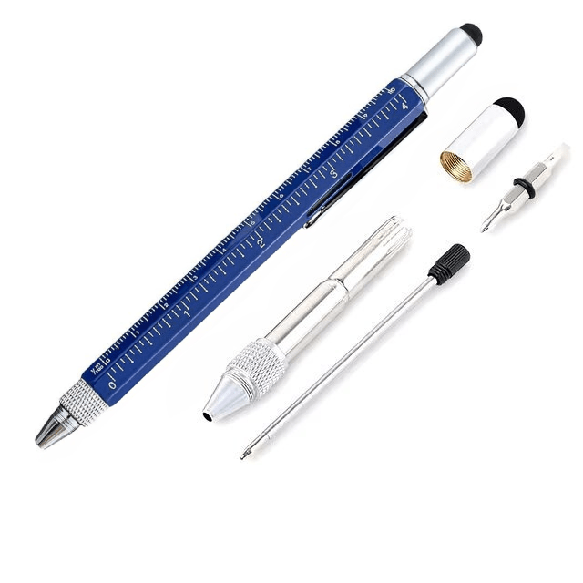 Twin Eagle Imports Marking Full Metal Body 6-in-1 Multi-Function Tool Blue Engineers Pen