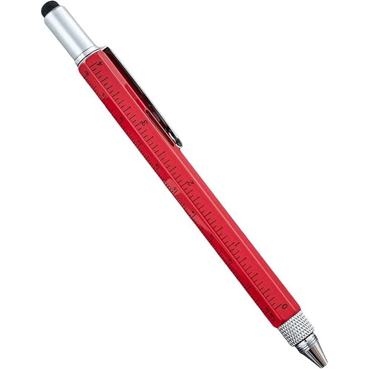 Twin Eagle Imports Marking Full Metal Body 6-in-1 Multi-Function Tool Red Engineers Pen