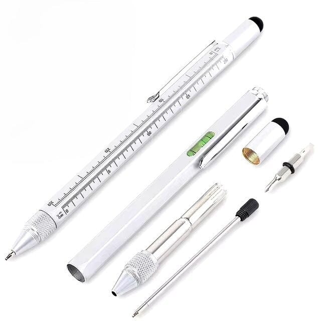 Twin Eagle Imports Marking Full Metal Body 6-in-1 Multi-Function Tool Silver Engineers Pen