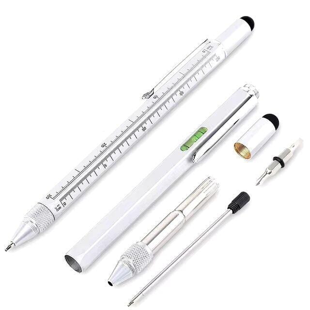 Twin Eagle Imports Marking Full Metal Body 6-in-1 Multi-Function Tool White Engineers Pen