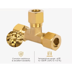 Twin Eagles Brass Connector 1/4"  Brass Compression Fitting Tee Union Grab Kit