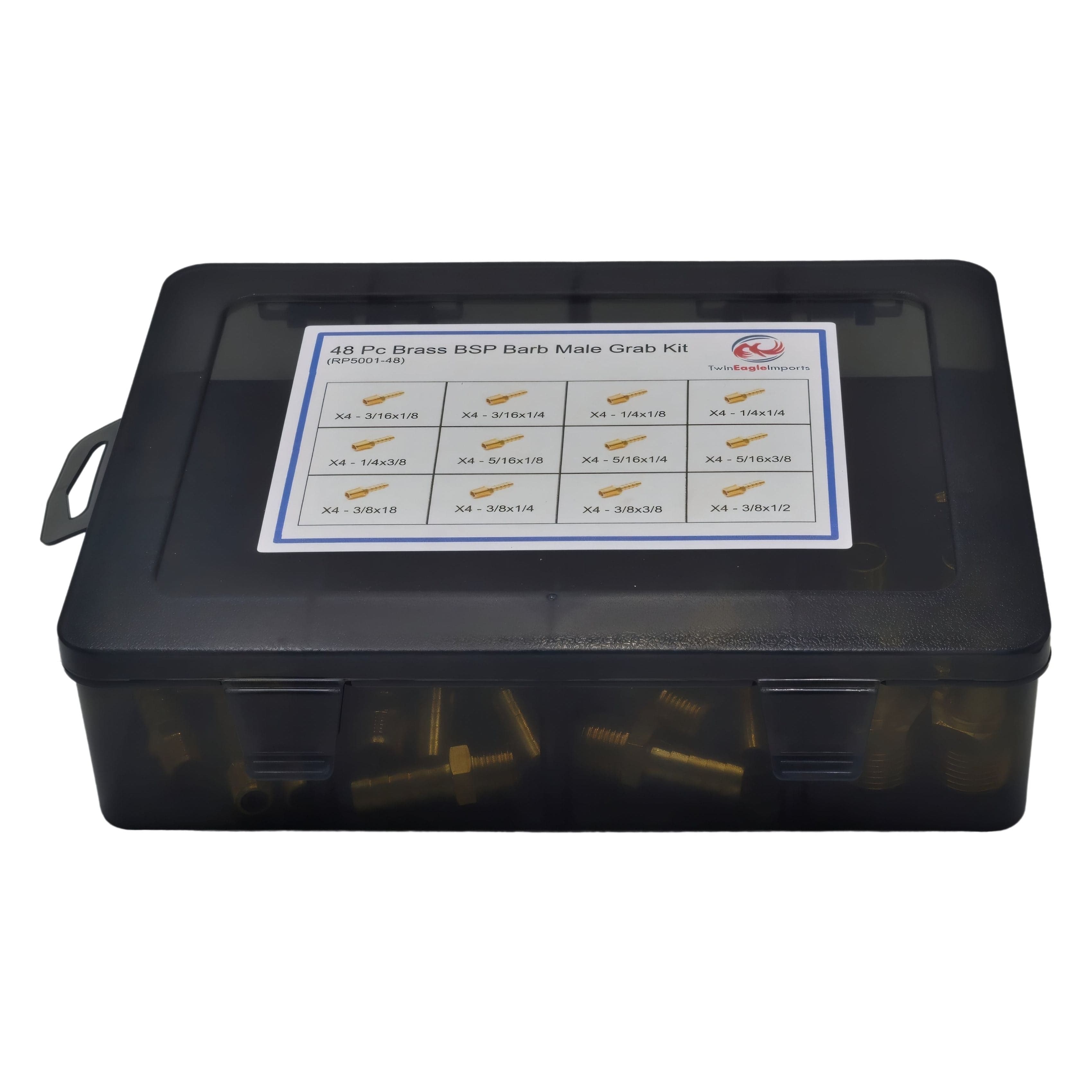 Twin Eagles Brass Connector 48 pc Brass BSP Barb Male Grab Kit