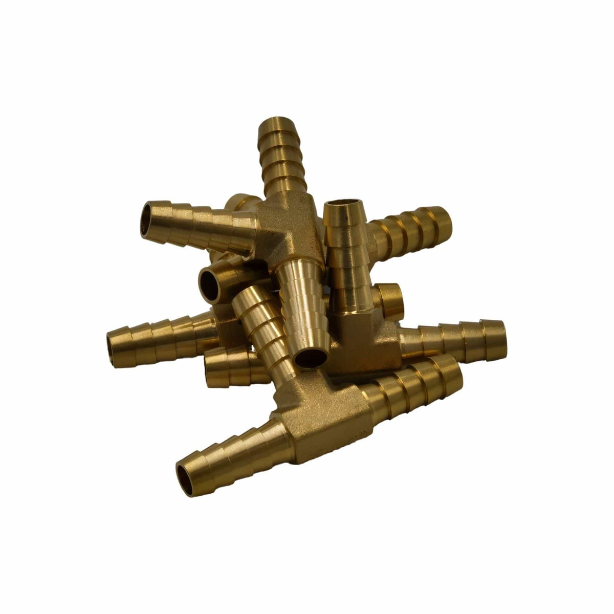 Twin Eagles Brass Connector 5pc 5/16" Three Way Brass Hose Barb Tee H5/16 Grab Kit