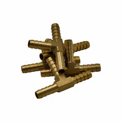 Twin Eagles Brass Connector 5pc 5/16" Three Way Brass Hose Barb Tee H5/16 Grab Kit