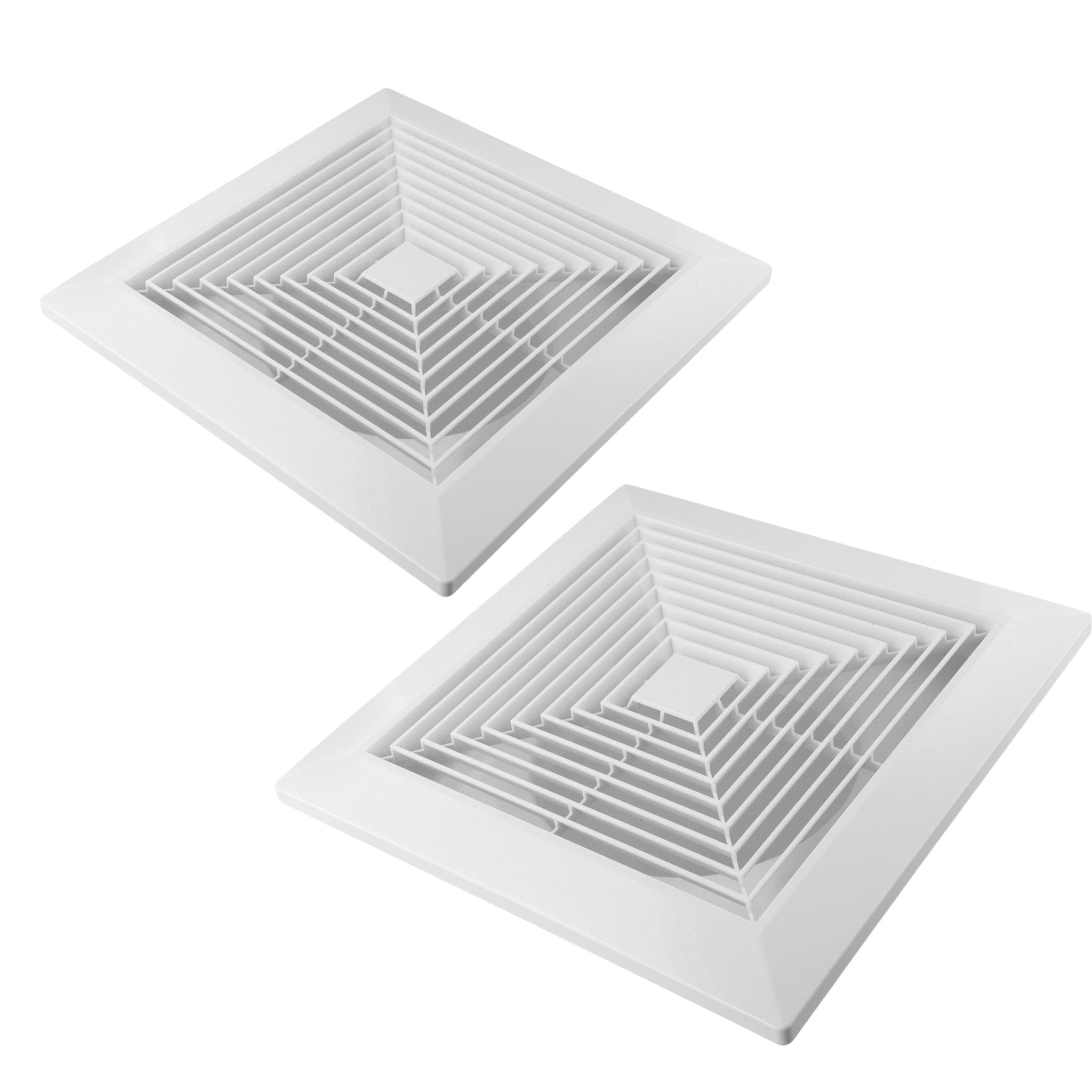 Twin Pack Ductsure 200mm Port Square Ceiling Diffuser With Adaptor Plate - Twin Eagle Imports