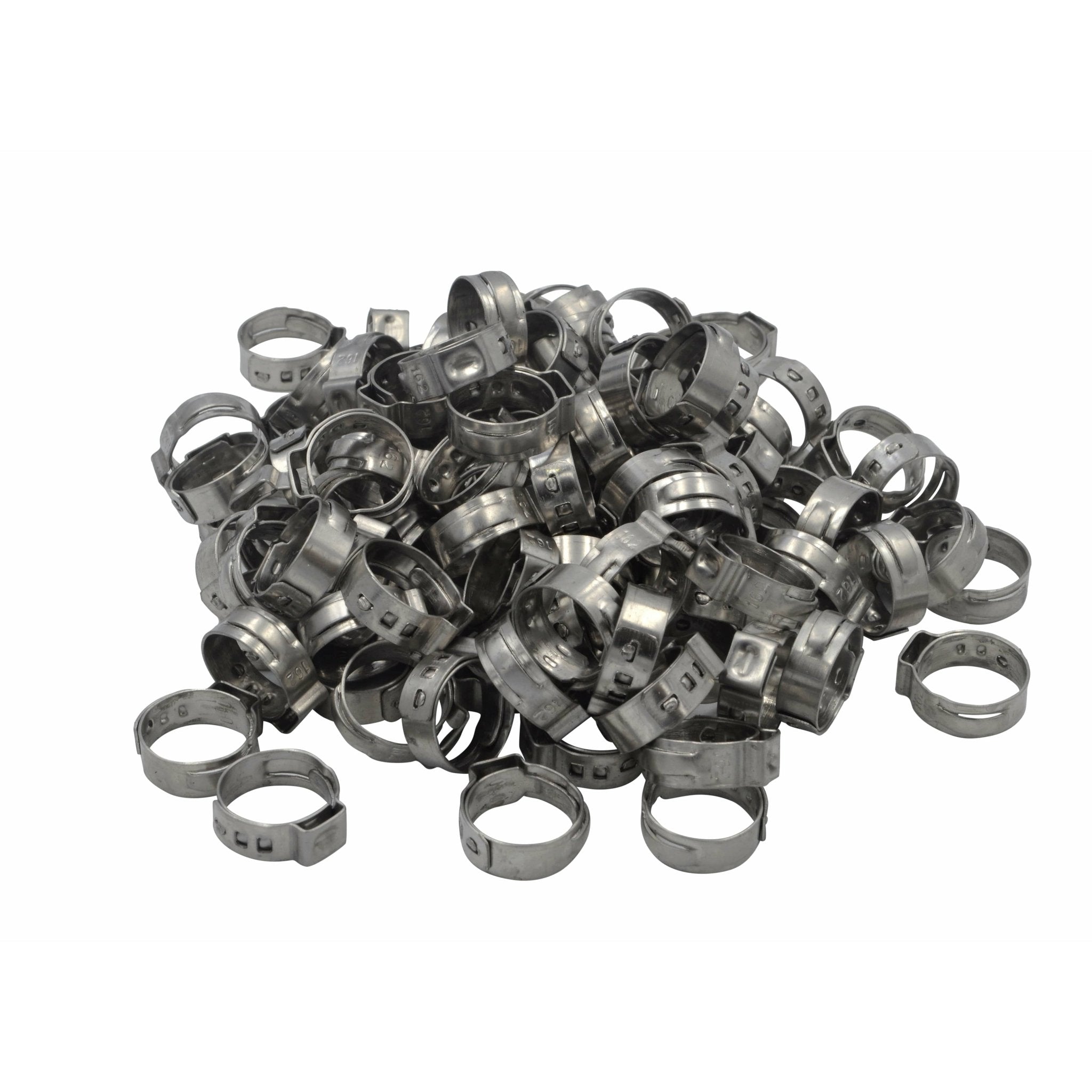 100 Piece 304 Stainless Steel 13.5-16.2mm Ear Hose Clamp - Twin Eagle Imports