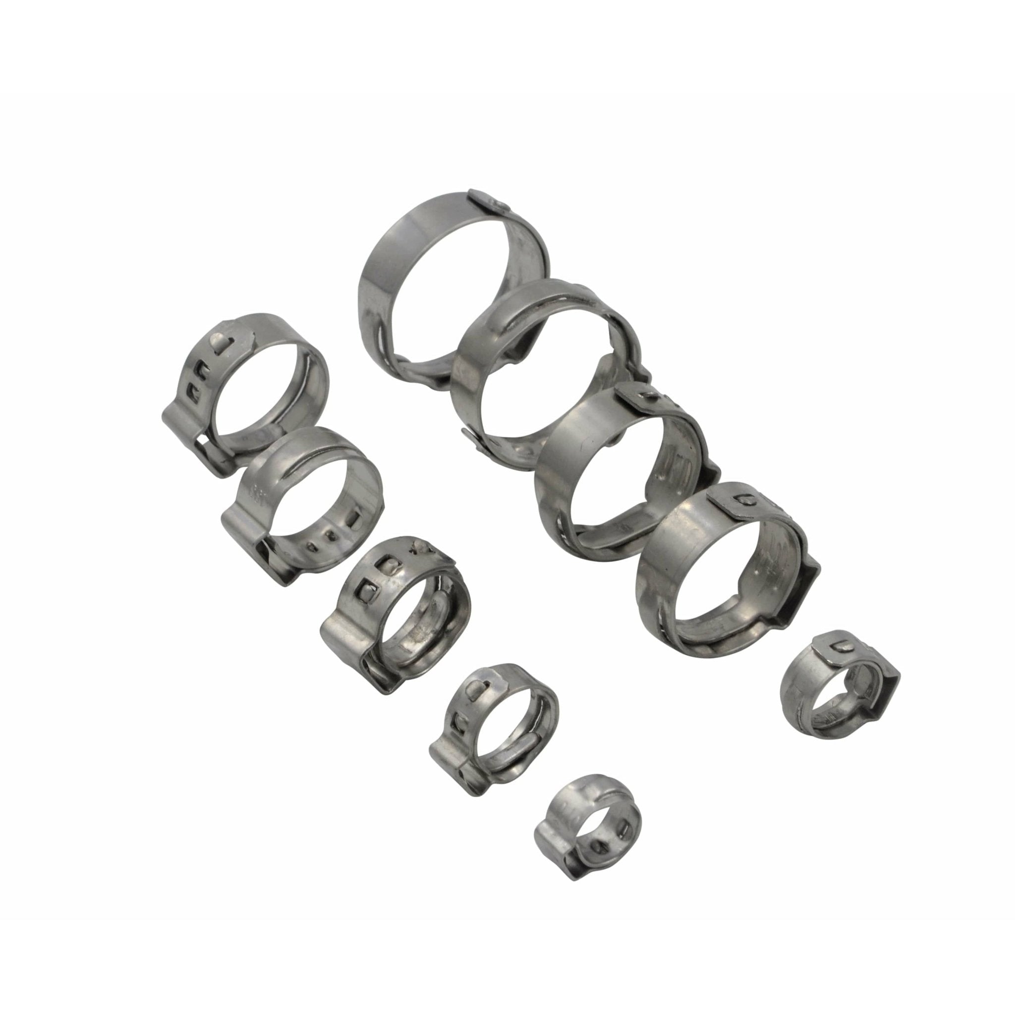 100 Piece 304 Stainless Steel 13.5-16.2mm Ear Hose Clamp - Twin Eagle Imports