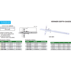 Insize Vernier Depth Gauge 0-1000mm Range Series 1247-1001