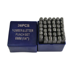 36pc x 6 mm or 1/4 Letter & number stamp punch Kit (A-Z & 0-9) Hardened steel