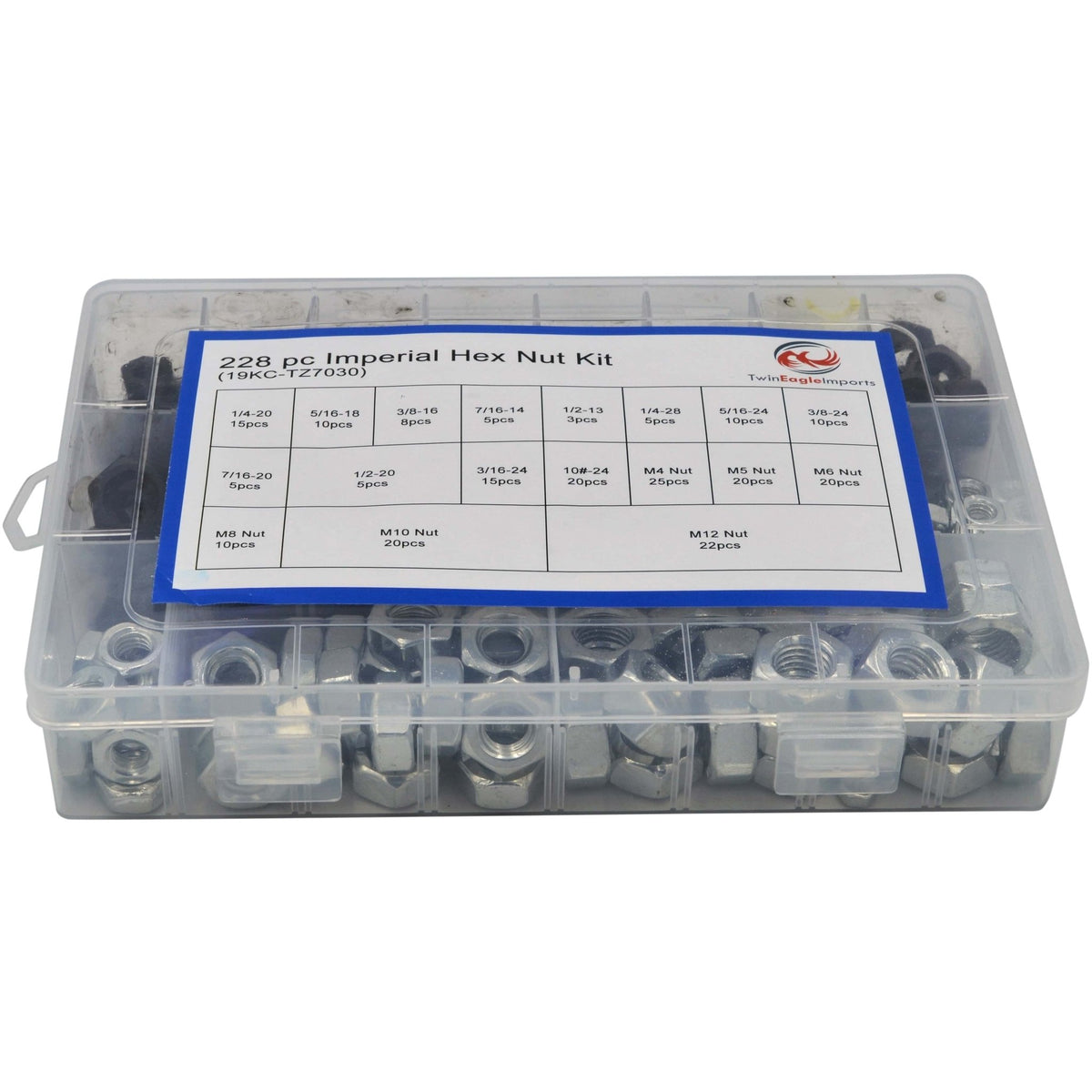 228pc High Tensile Nut Imperial and Metric Grab Kit - Twin Eagle Imports