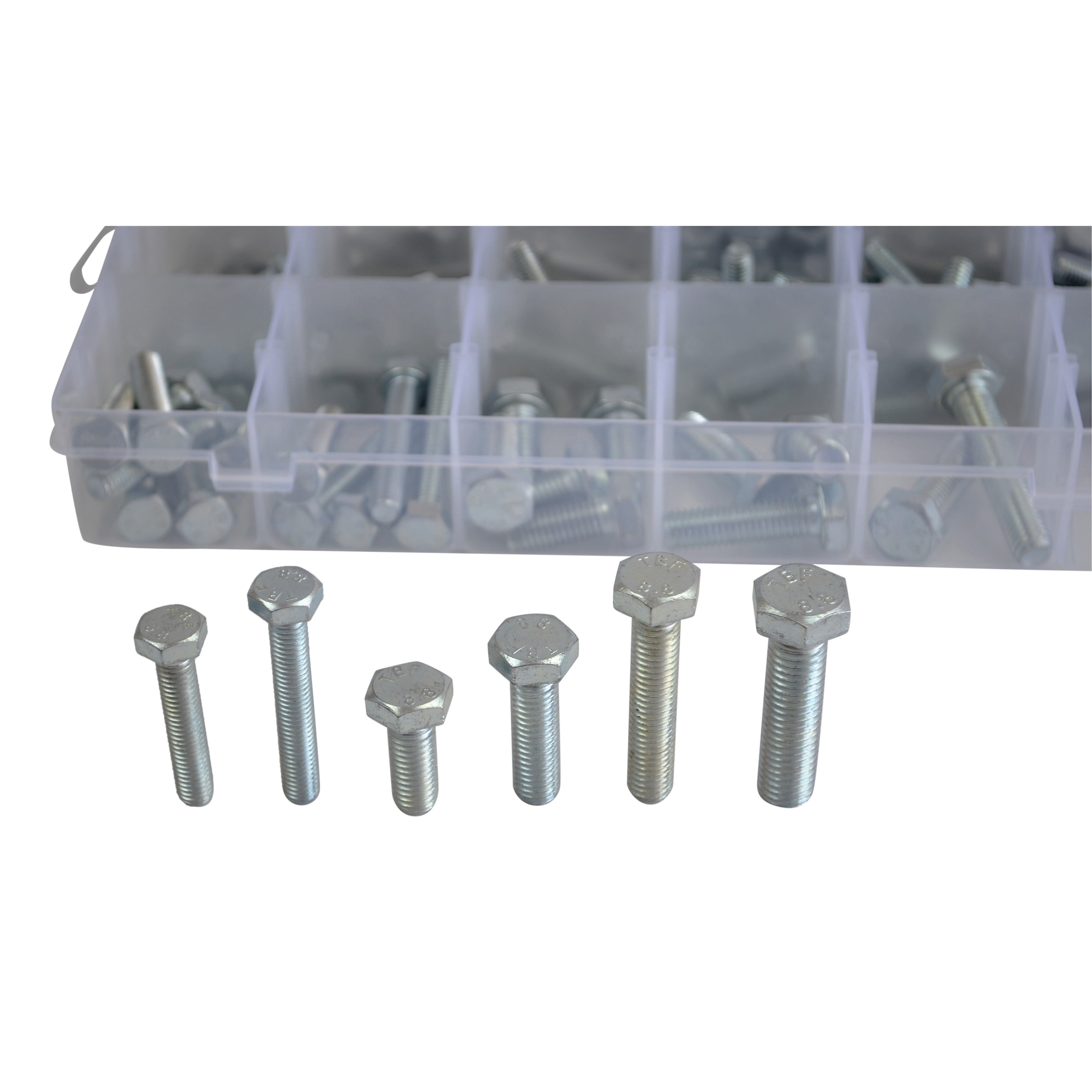 316 pc High Tensile Grade 8.8 Hex Head Bolt Nut Assortment Grab Kit M4 - M12