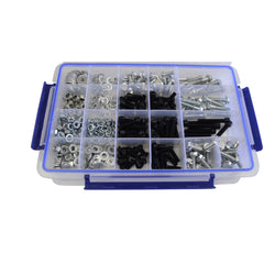 520 Pc Nut, Bolt, Washer Assortment Kit High Tensile Grade cap screw flange head grab kit M8 industrial fastners hardware 