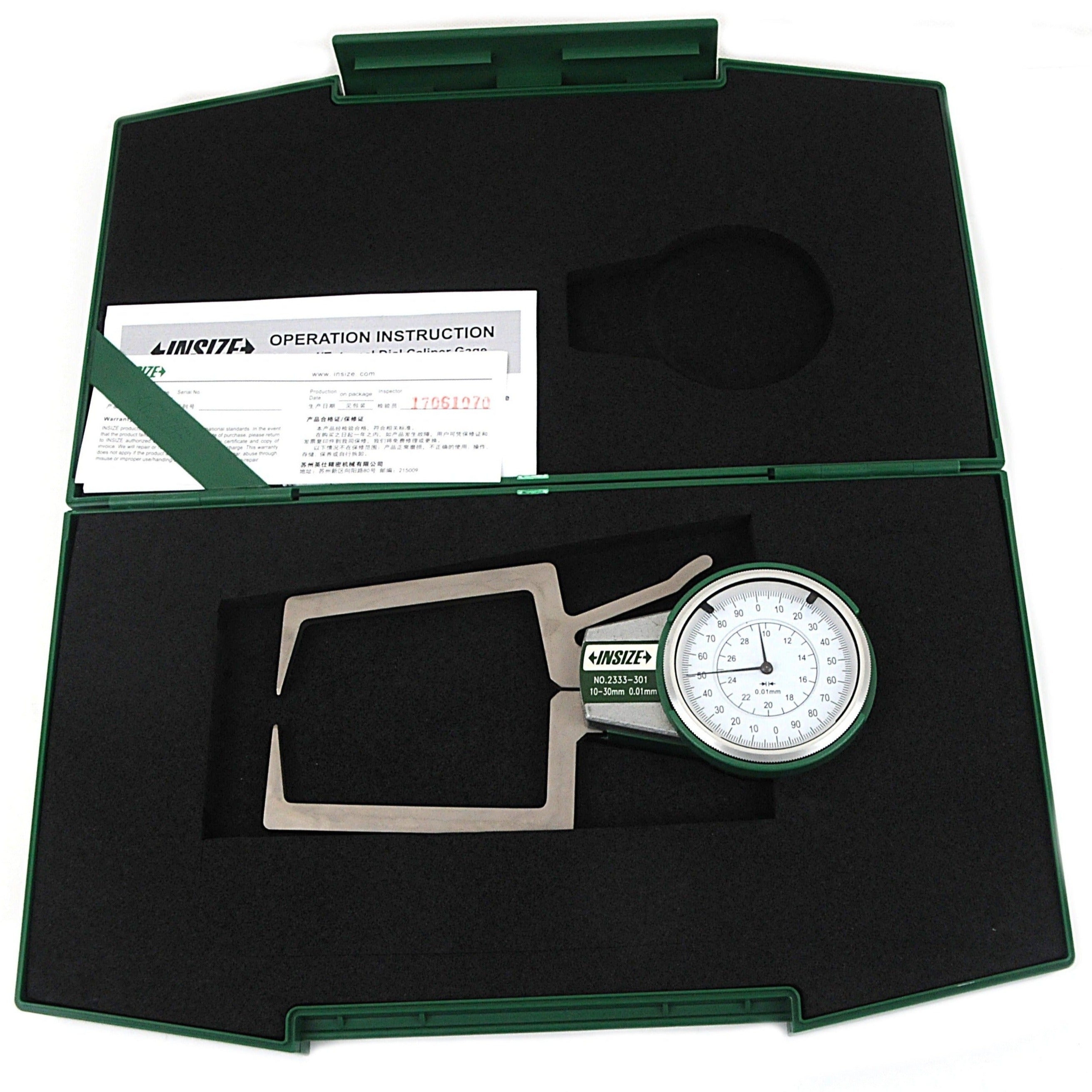 Insize External Dial Caliper Gauge 10-30mm x 0.1mm Range Series 2333-301