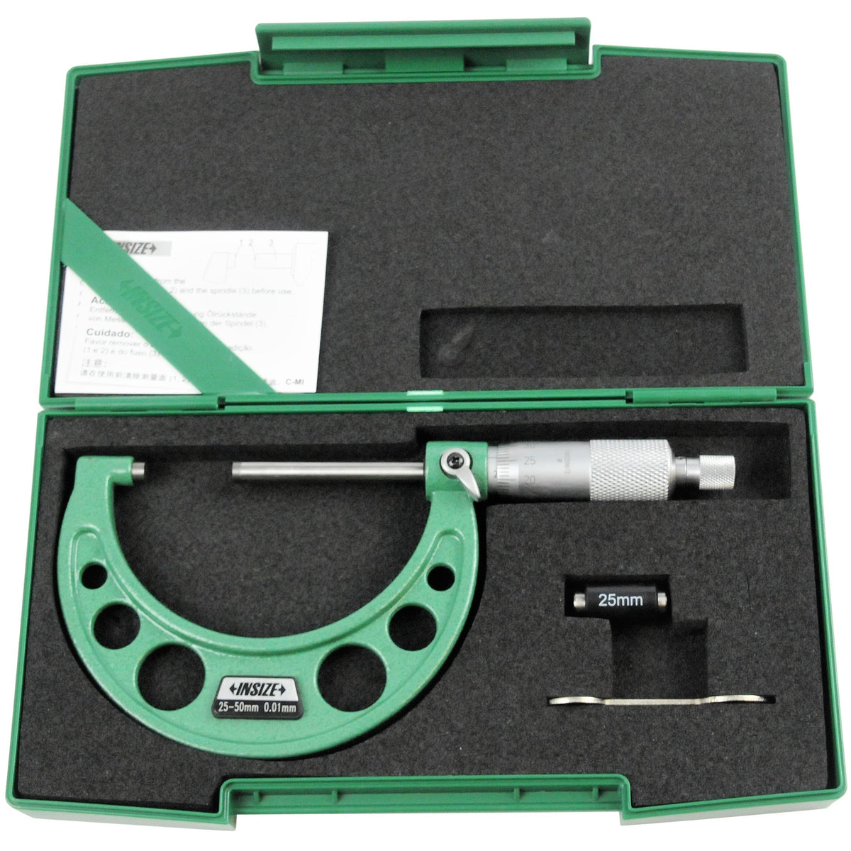 Insize Long Spindle Outside Micrometer 25-50mm Range Series 3209-50