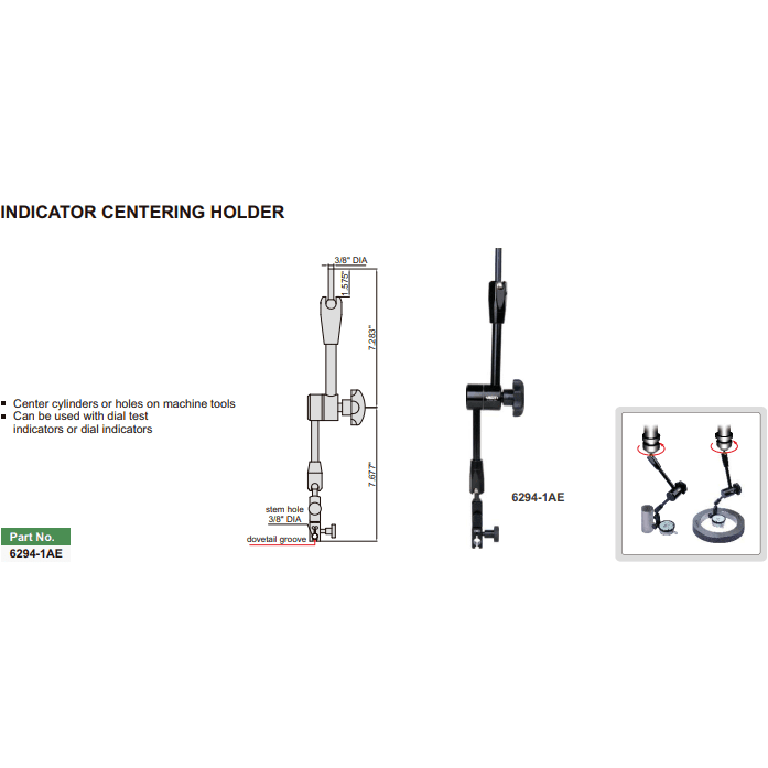 Insize Dial Test Gauge Indicator Holder Mechanical Lock Series 6294-1AE - Twin Eagle Imports
