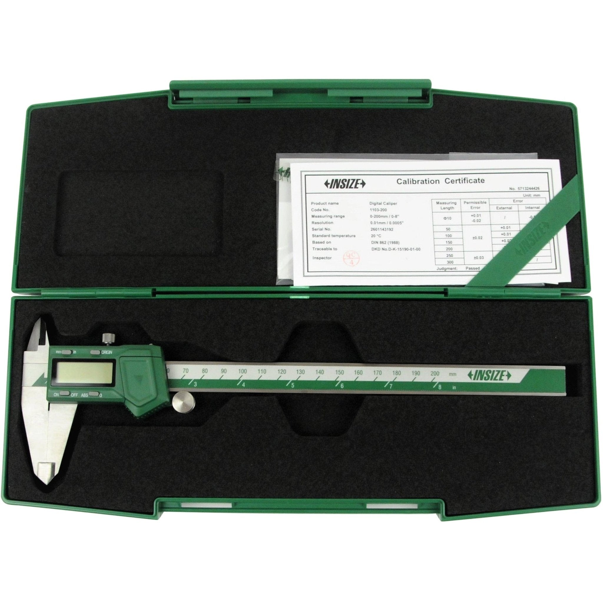 Insize Digital Caliper 0-200mm / 0-8" Range Series 1103-200 - Twin Eagle Imports