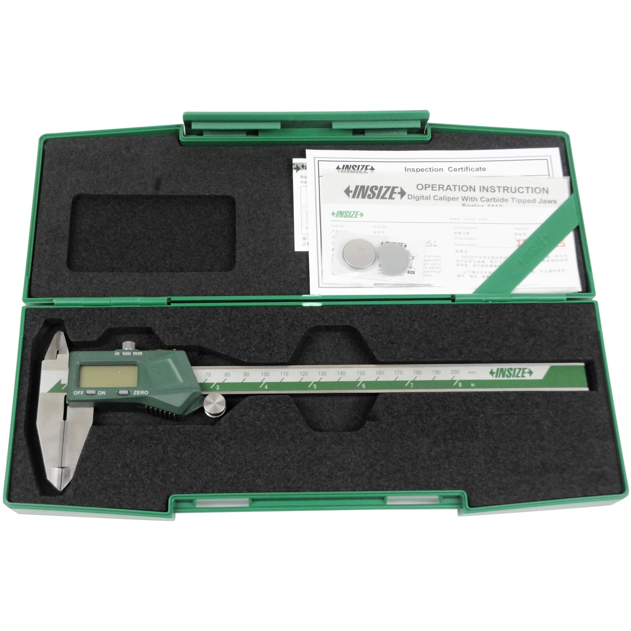 Insize Digital Caliper TCT 0-200mm/0-8" Range Series 1110-200A - Twin Eagle Imports