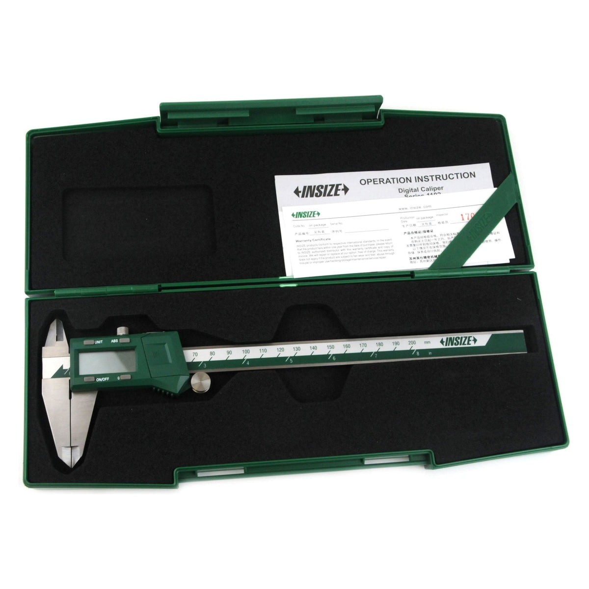 INSIZE Fractional Digital Caliper 0-200mm / 0-8" Range Series 1102-200 - Twin Eagle Imports