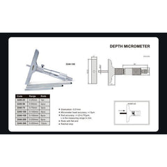 Insize Imperial Depth Micrometer 0-100mm Range Series 3240 - 100