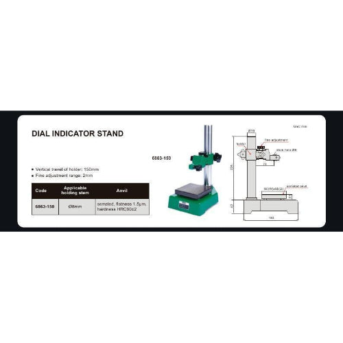 Insize Dial Indicator Stand 150mm Travel Series 6863-150