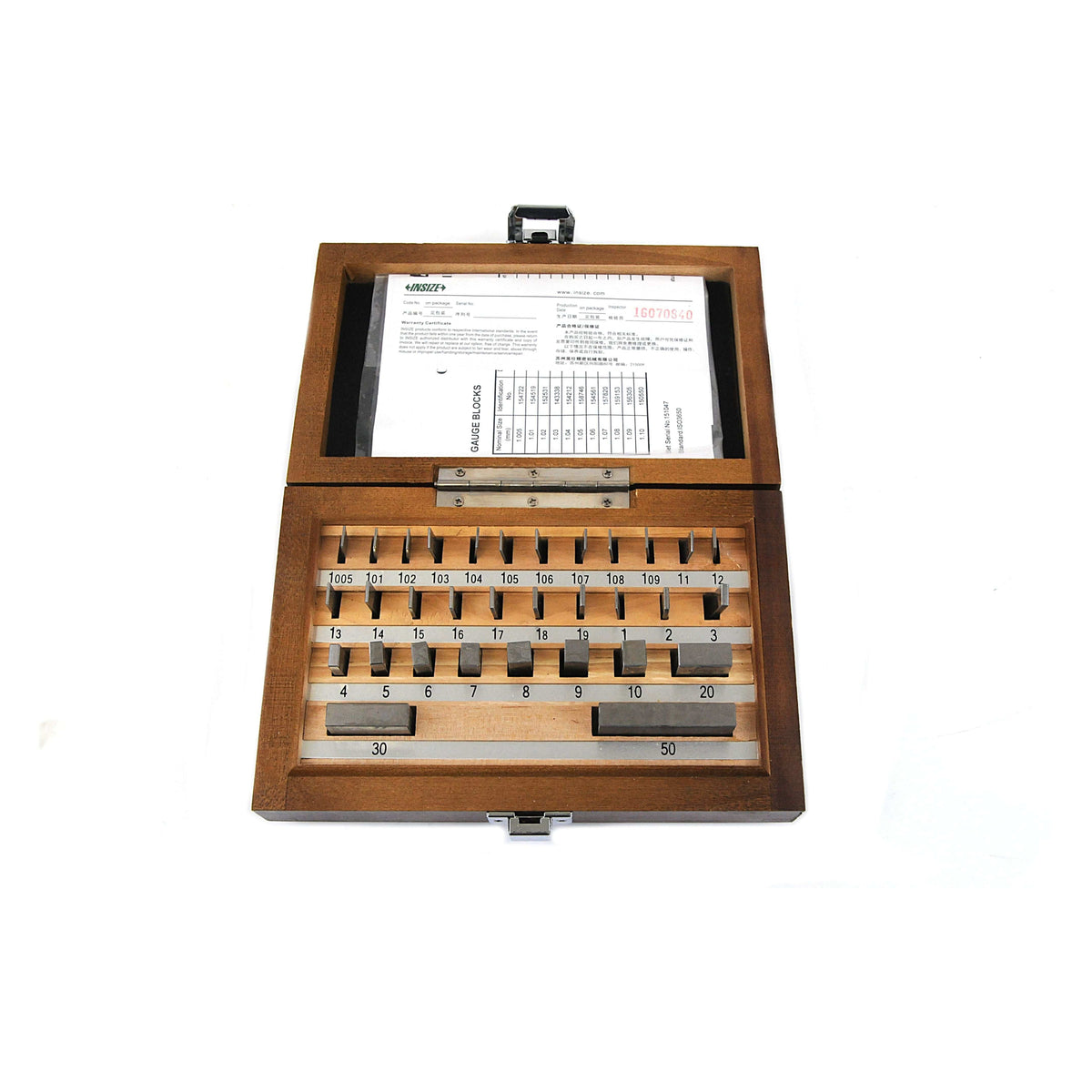 INSIZE Measuring Equipment Insize 32 Piece Steel Gauge Block Set Series 4100-132 Grade 1