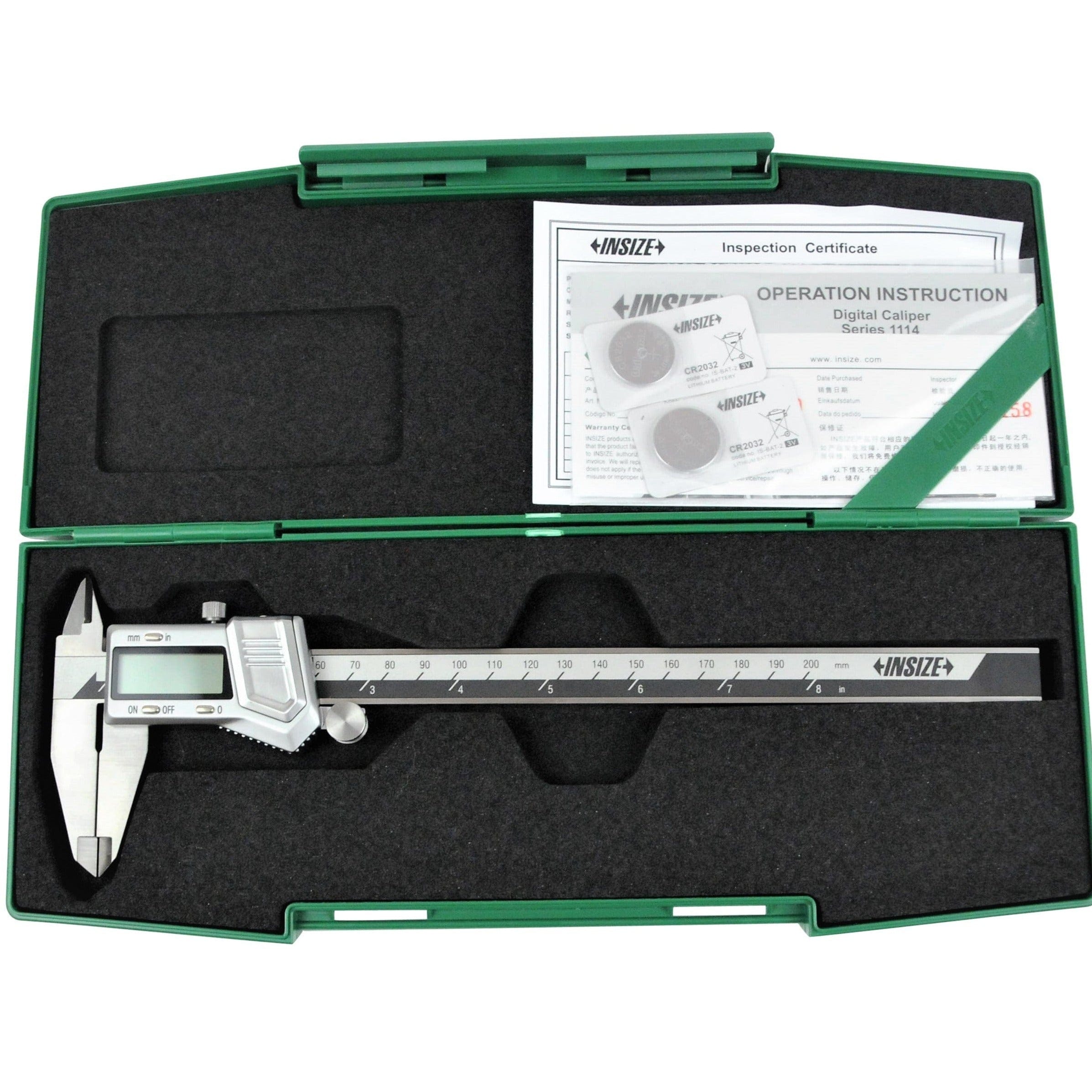 INSIZE Measuring Equipment Insize Digital Caliper 0-200mm/0-8" Range Series 1114-200A