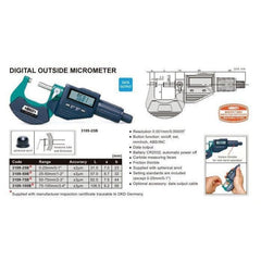 INSIZE Measuring Equipment Insize Digital Outside Micrometer 25-50mm/1-2" Range Series 3109-50A
