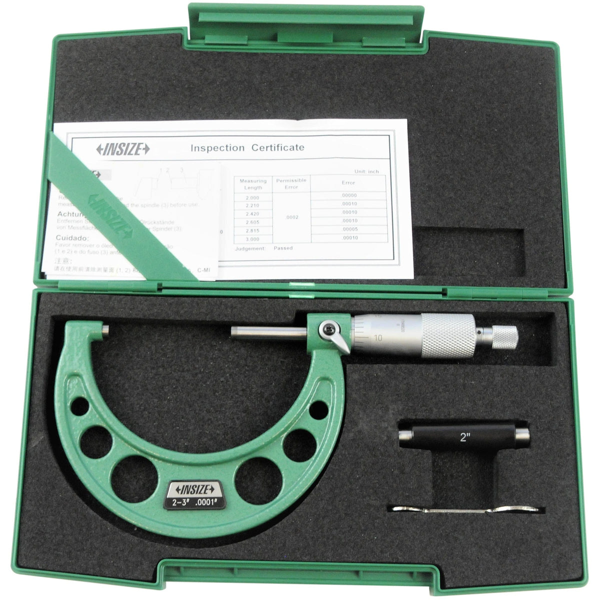 INSIZE Measuring Equipment Insize Imperial Outside Micrometer 2-3" Range Series 3203-3A