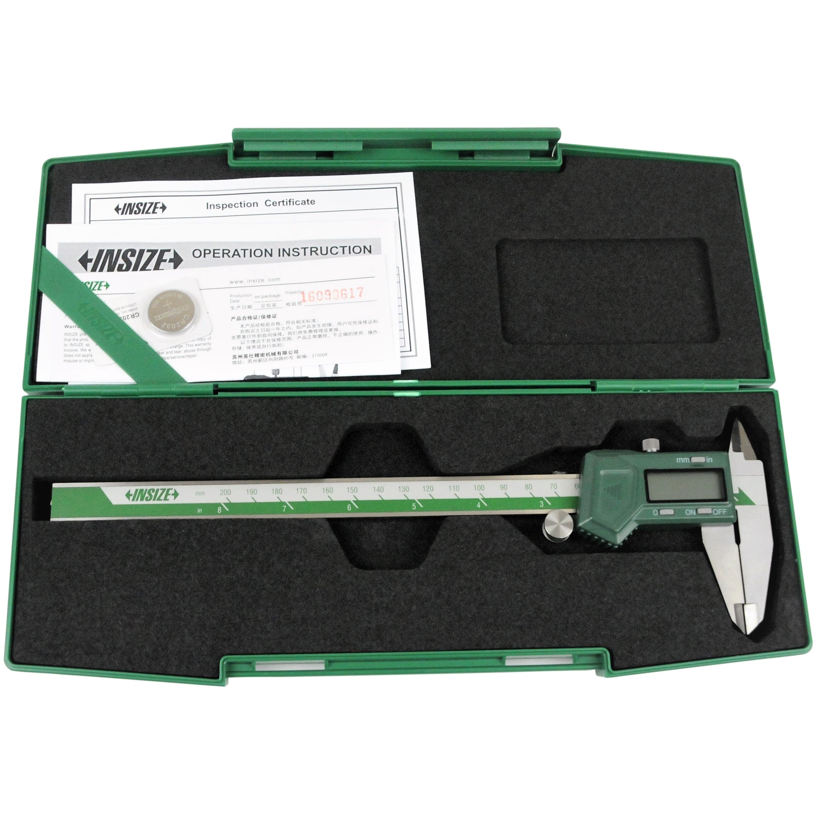 INSIZE Measuring Equipment Insize Left Hand Digital Caliper 0-200mm/0-8" Range Series 1130-200