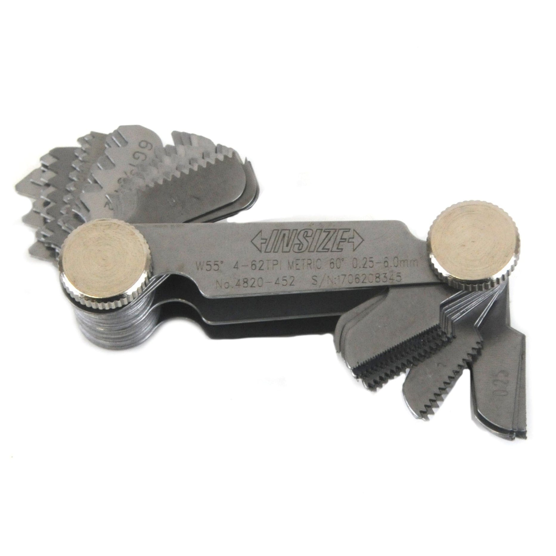 INSIZE Measuring Equipment Insize Metric 60° & Whitworth 55° Screw Pitch Gauge 0.25-6mm/4-62TPI Range Series 4820-452