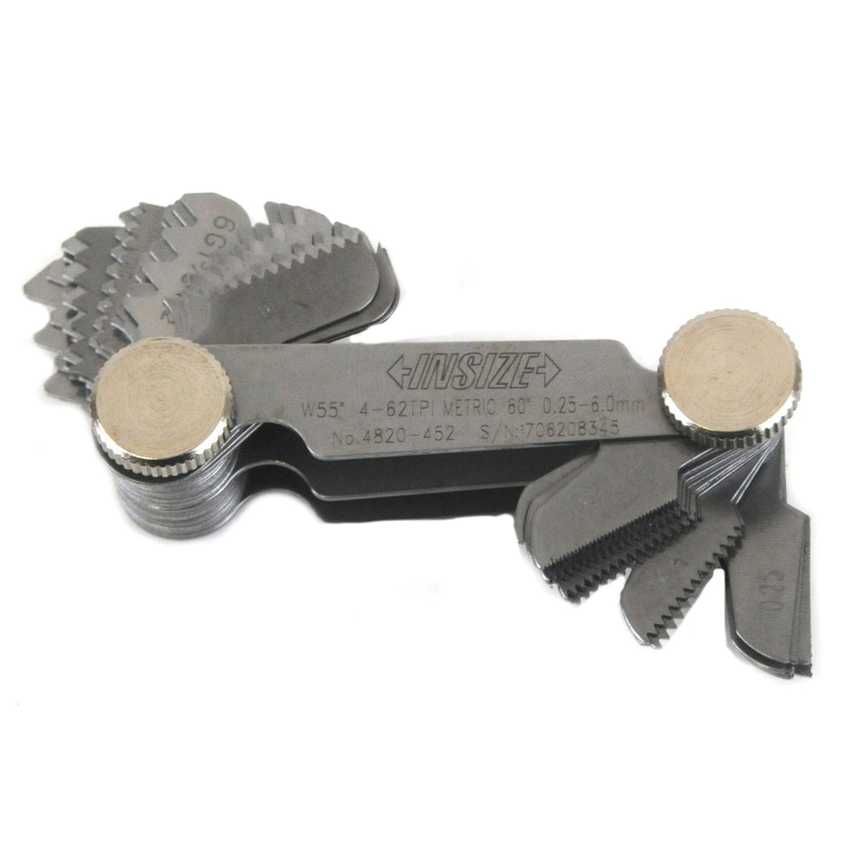 INSIZE Measuring Equipment Insize Metric 60° & Whitworth 55° Screw Pitch Gauge 0.25-6mm/4-62TPI Range Series 4820-452