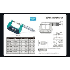 INSIZE Measuring Equipment Insize Metric Outside Blade Micrometer 0-25mm Range Series 3232-25BA
