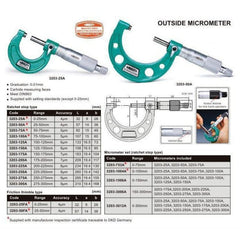 INSIZE Measuring Equipment Insize Metric Outside Micrometer 50-75mm Range Series 3203-75A