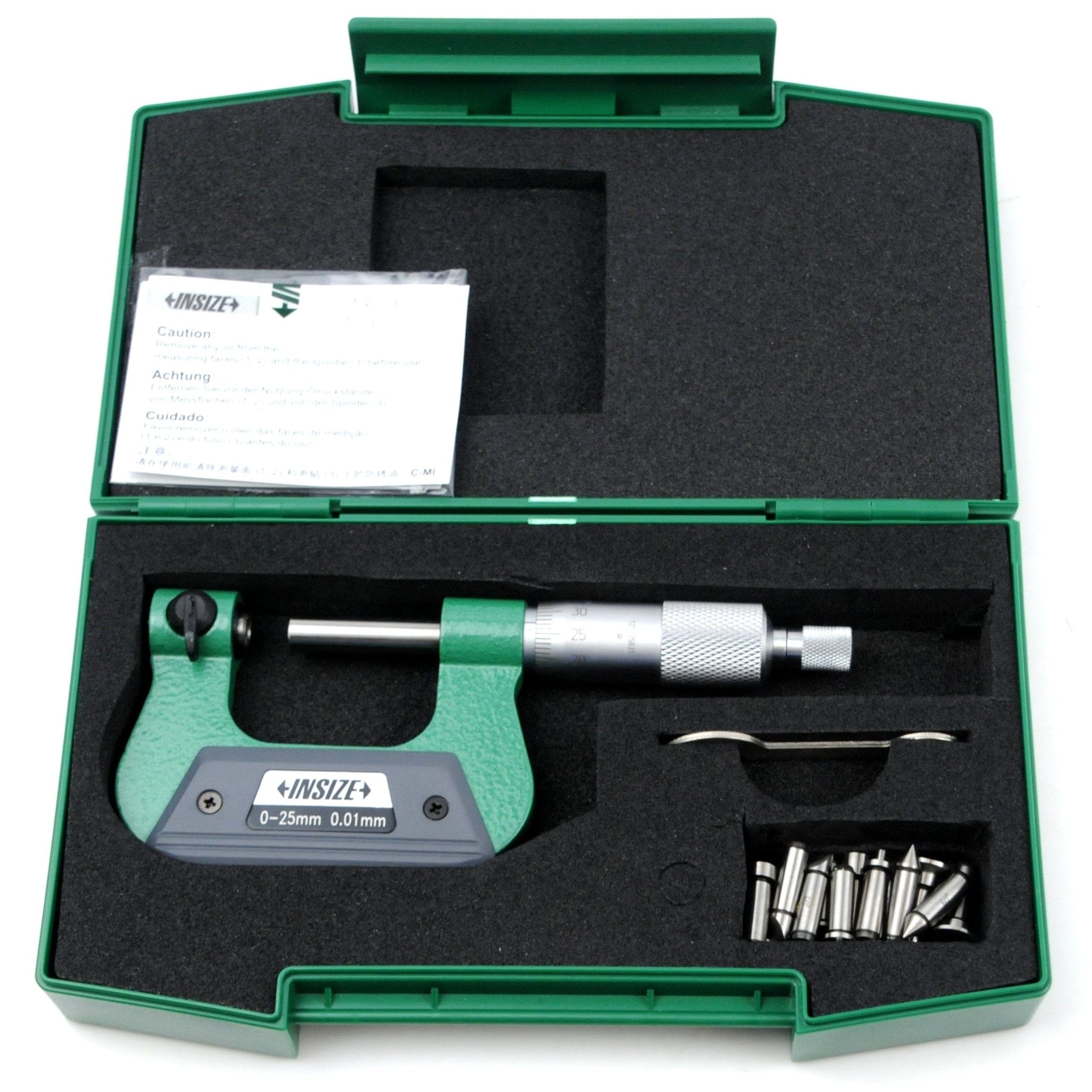 INSIZE Measuring Equipment Insize Non-Rotating Micrometer with Anvil/spindle tips 0-25mm Range Series 3280-25A