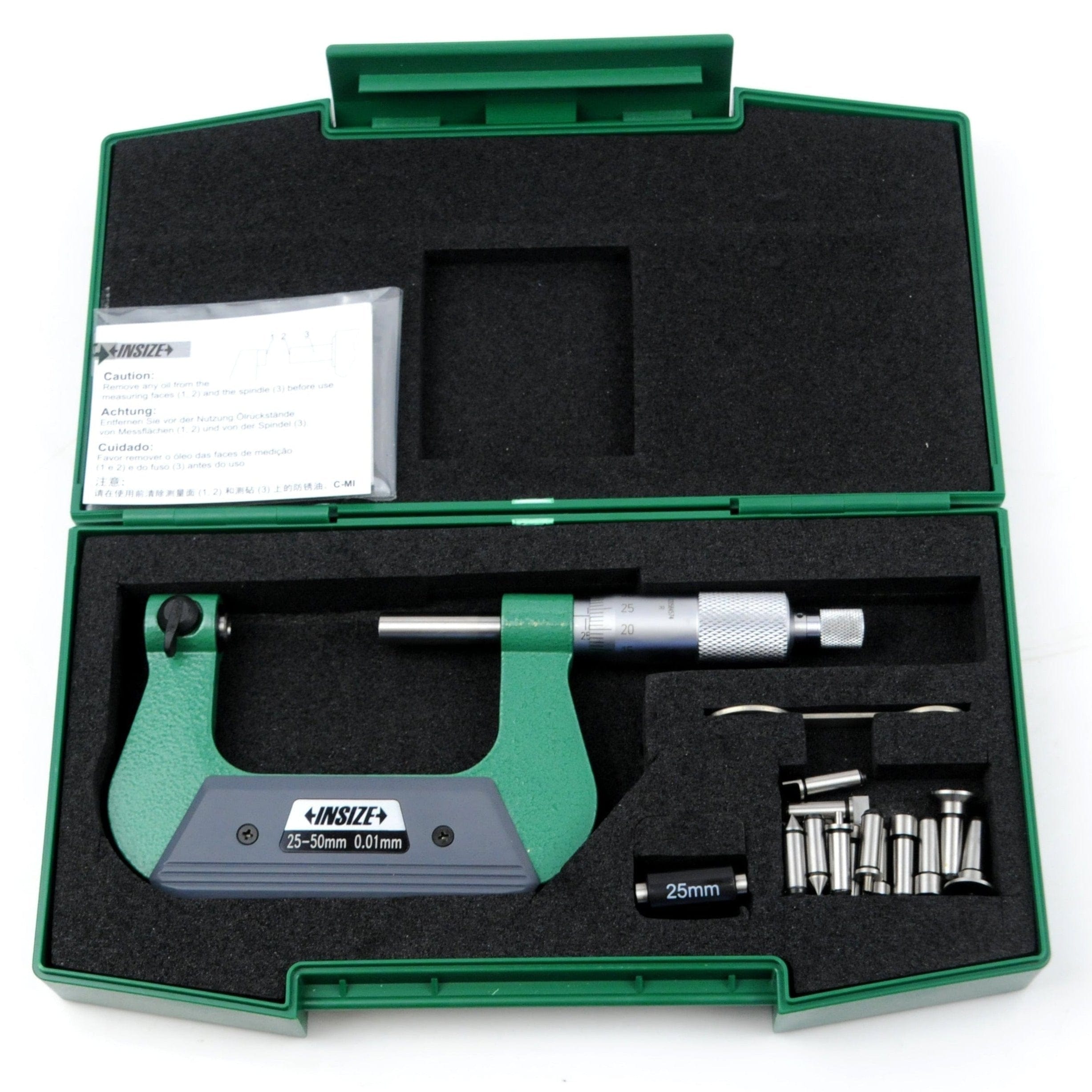 INSIZE Measuring Equipment Insize Non-Rotating Micrometer with Anvil/spindle tips 25-50mm Range Series 3280-50A