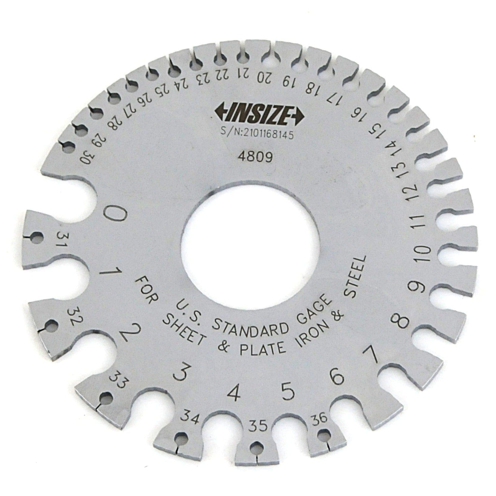 INSIZE MEASURING EQUIPMENT Insize Sheet Metal Gauge AWG #0–36 Range Series 4809