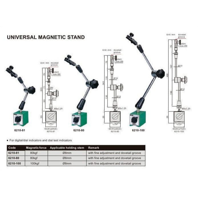 Insize Mechanical Lock Magnetic Stand 80 kg Force Series 6210-80E - Twin Eagle Imports