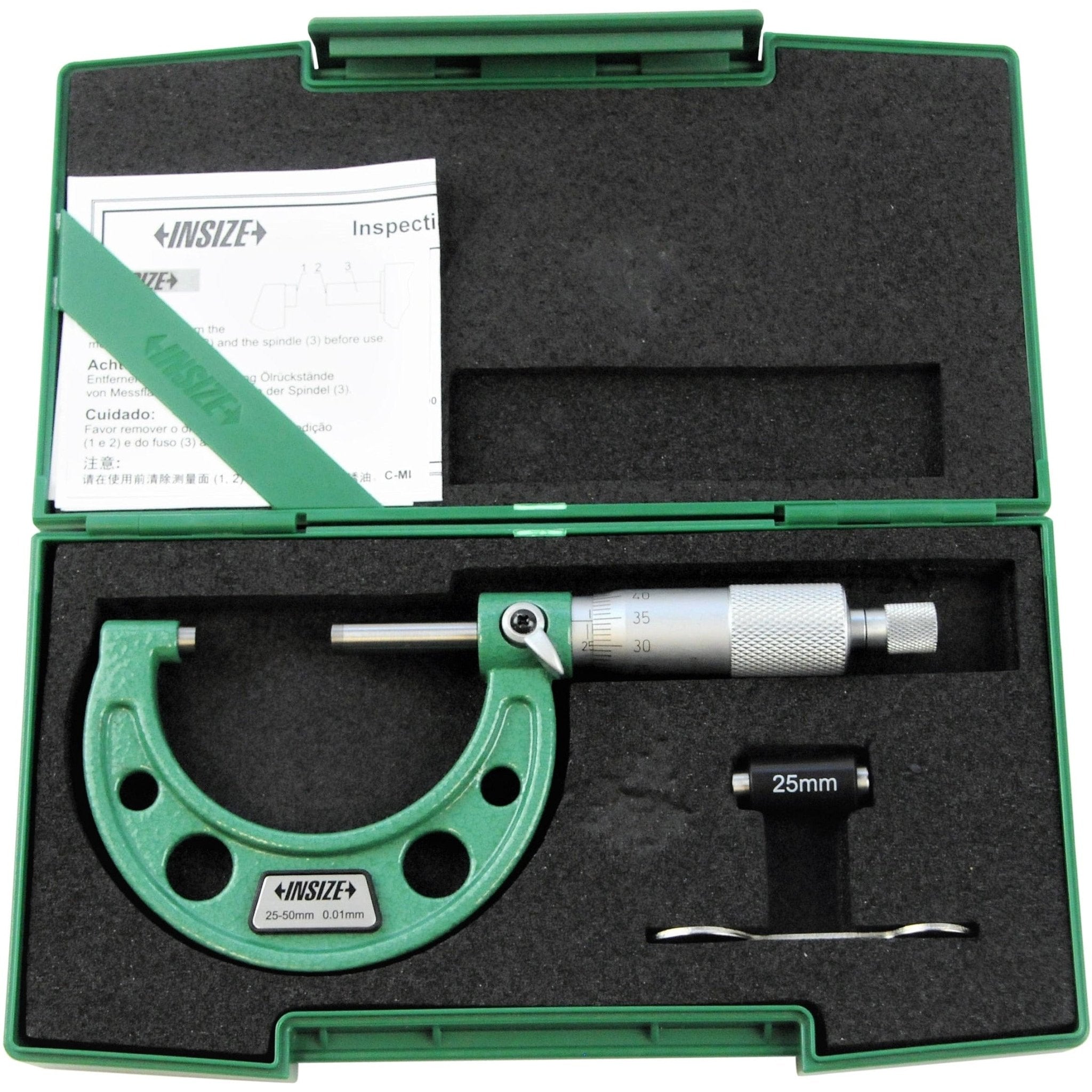 Insize Metric Outside Micrometer 25-50mm Range Series 3203-50A - Twin Eagle Imports