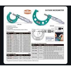Insize Metric Outside Micrometer 25-50mm Range Series 3203-50A - Twin Eagle Imports