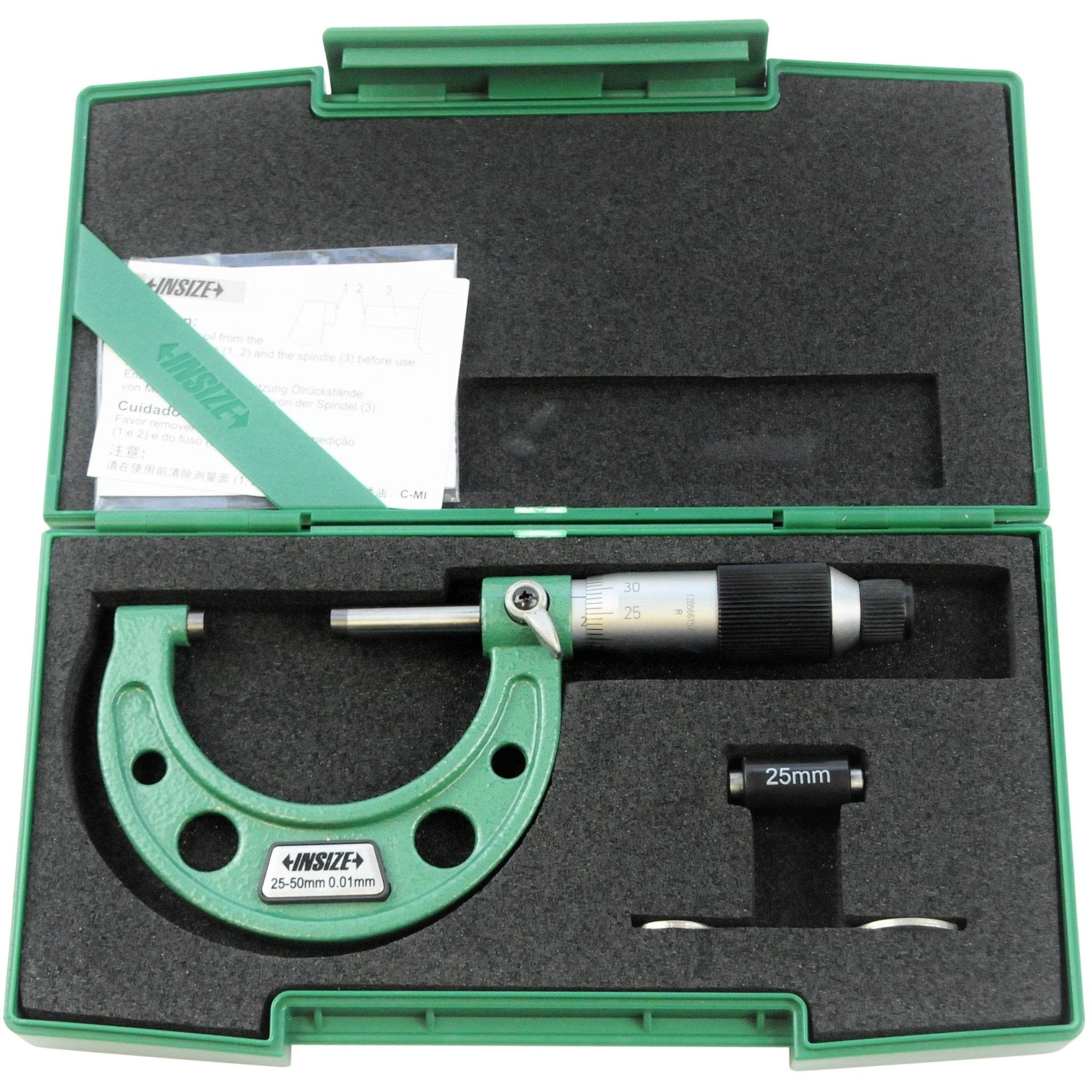 Insize Metric Outside Micrometer 25-50mm Range Series 3203-50FA - Twin Eagle Imports