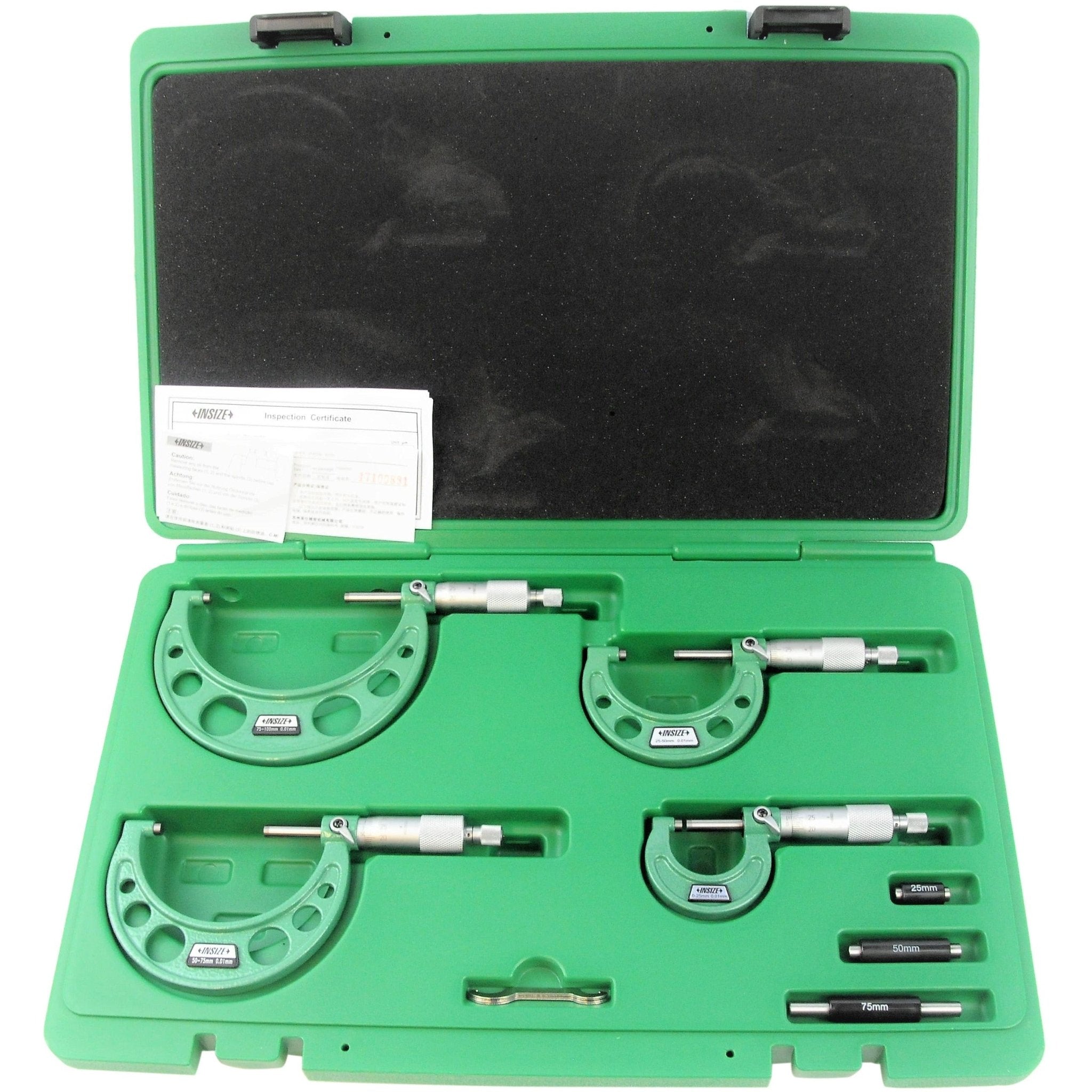 Insize Metric Outside Micrometer Set 0-100mm Range Series 3203-1004A - Twin Eagle Imports