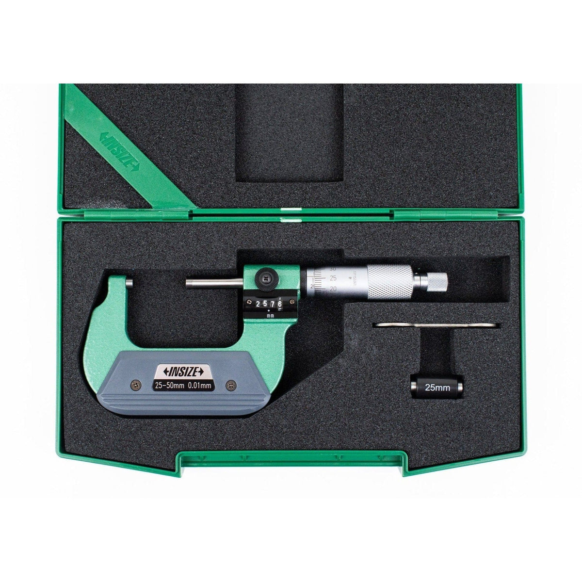 Insize Metric Outside Micrometer W/ Analog Counter 25-50mm Range Series 3400-50 - Twin Eagle Imports