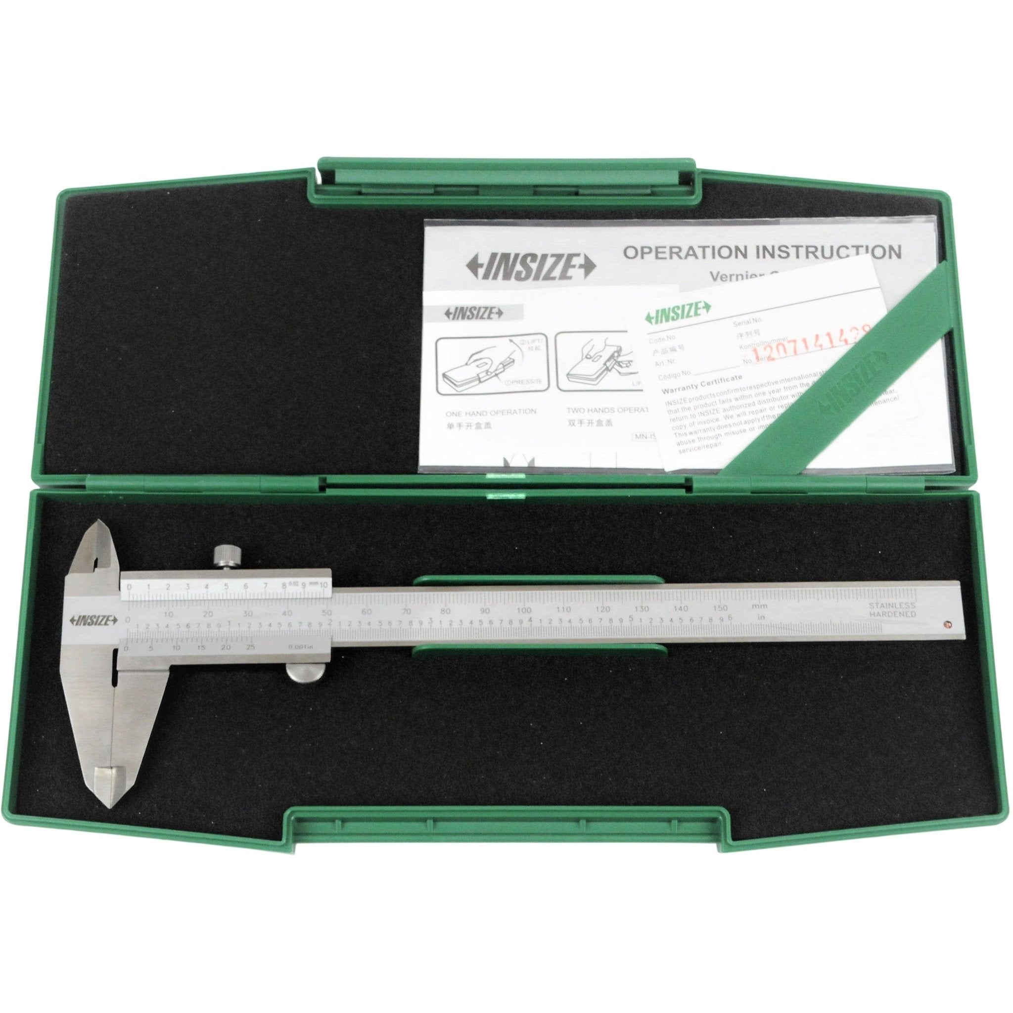 Insize Vernier Caliper 0-150mm/0-6" Range Series 1205-1502E - Twin Eagle Imports