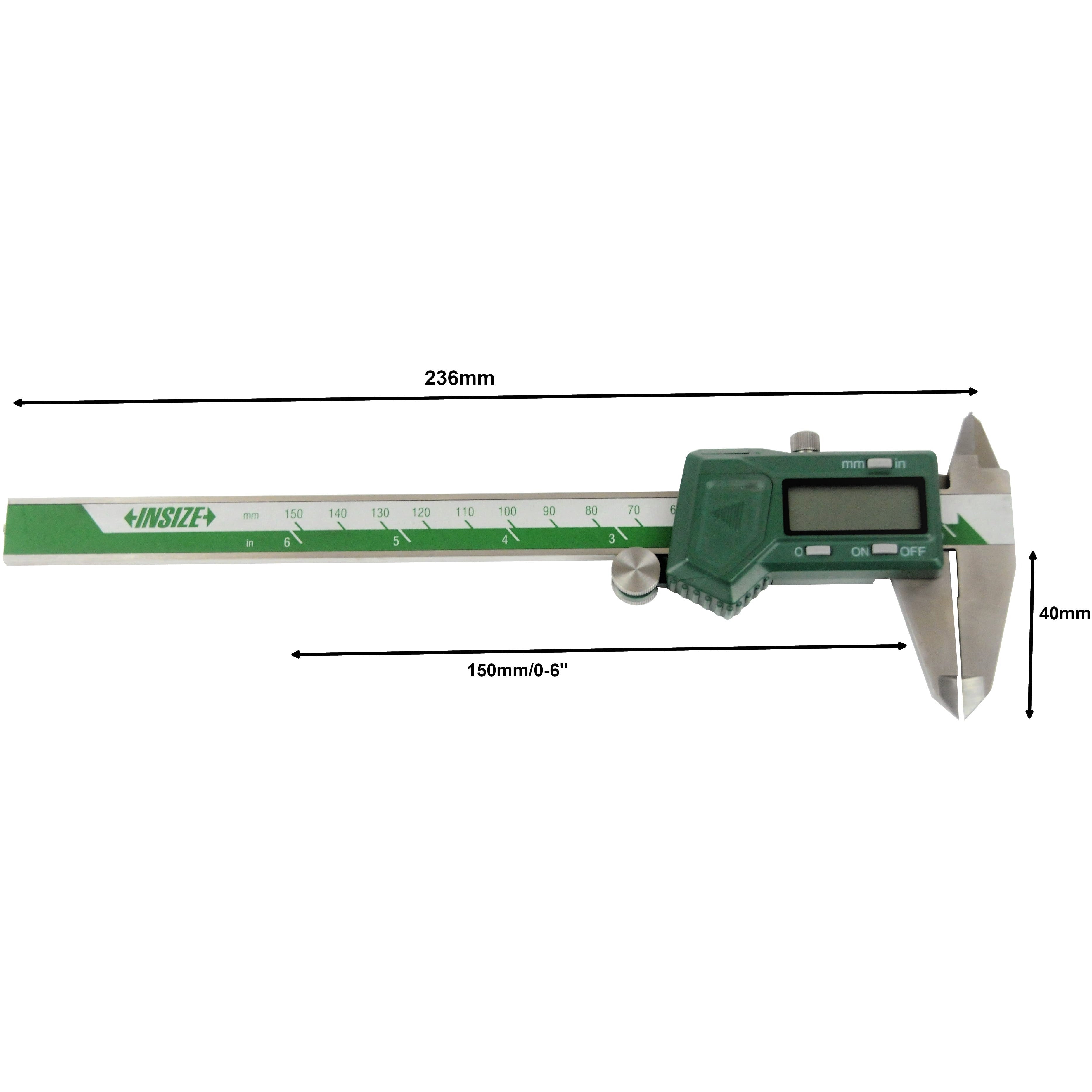 Insize Left Hand Digital Caliper 0-150mm/0-6" Range Series 1130-150