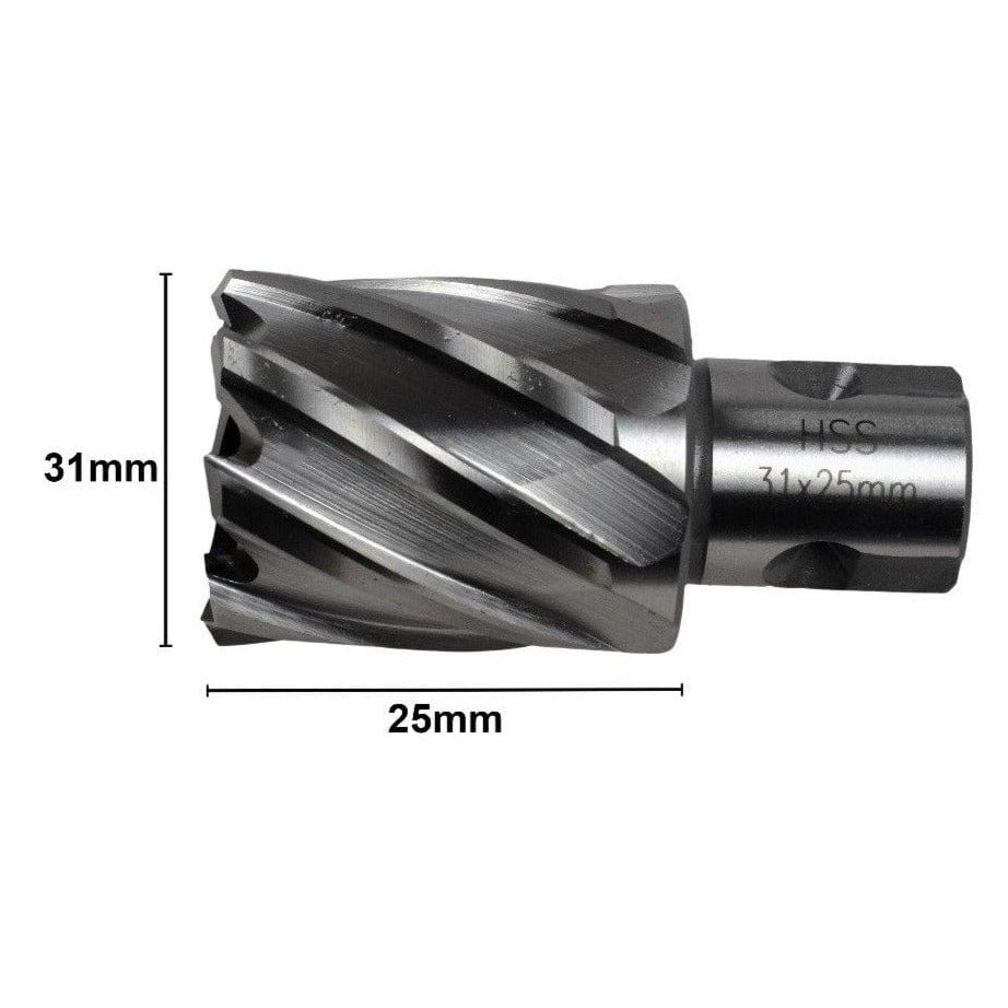 Twin Eagle Imports Annular Cutter 31 x 25mm D.O.C HSS Weldon Shank Annular Cutter