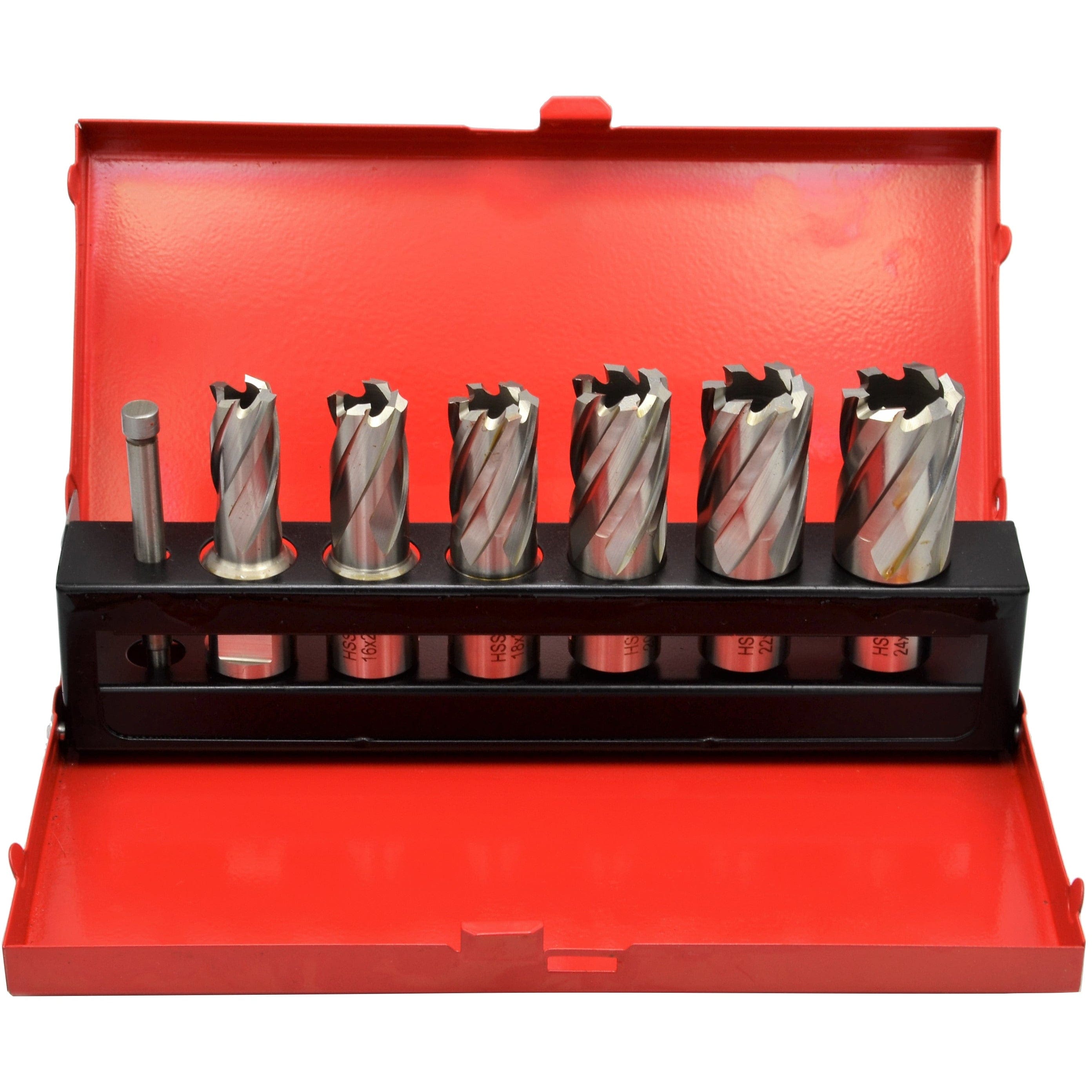Twin Eagle Imports Annular Cutter Kit 7 PC Weldon Shank HSS Annular Cutter Set