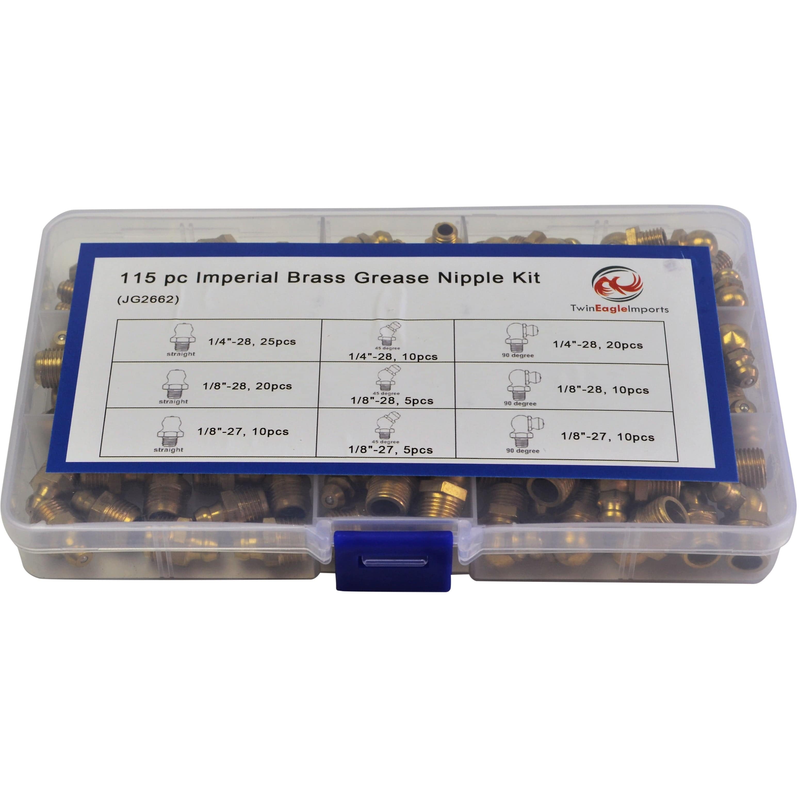 Twin Eagle Imports Grab Kits 115Pc Grease Nipples Brass  Grab Kit