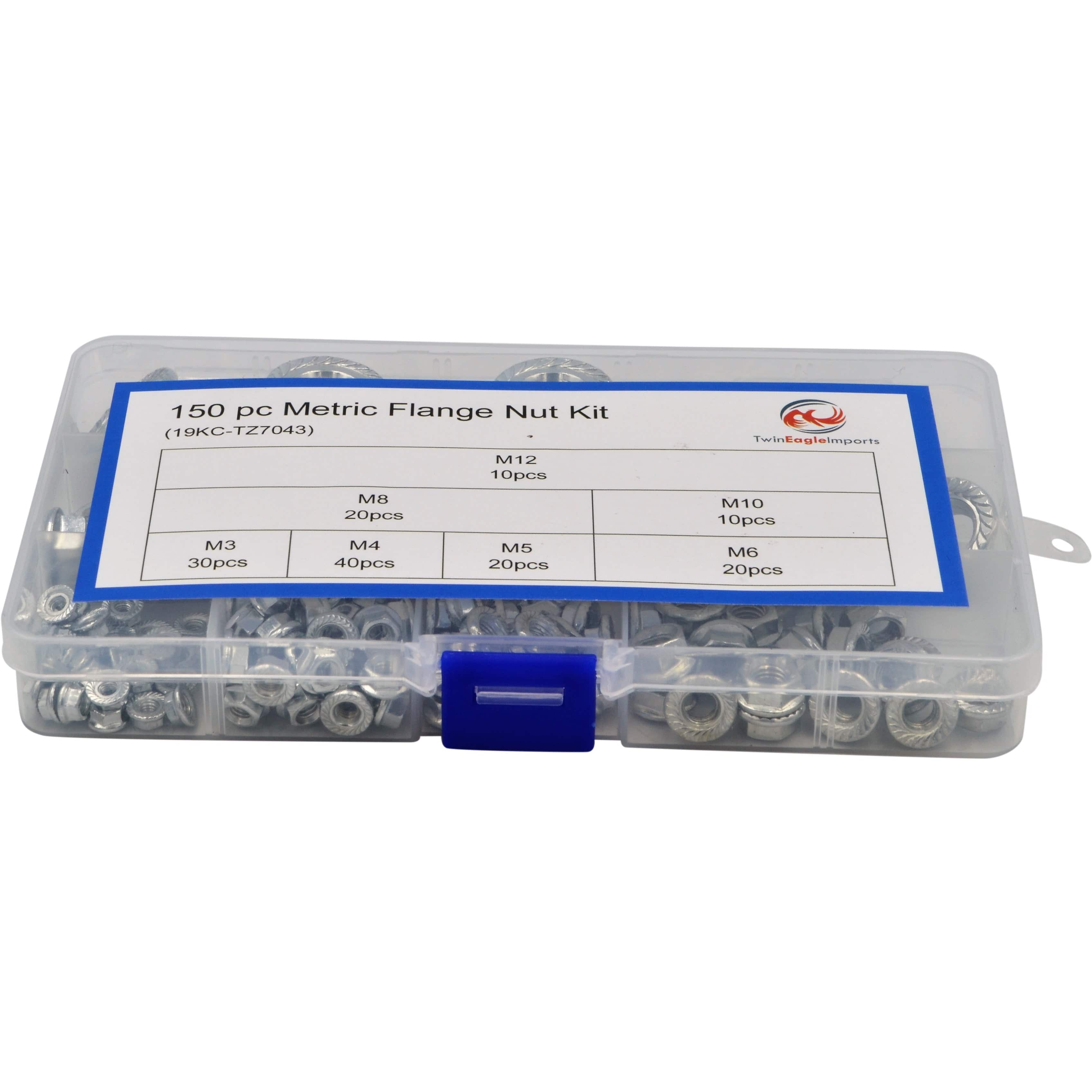 Twin Eagle Imports Grab Kits 150pc Steel Metric Flange Nuts Grab Kit Assortment