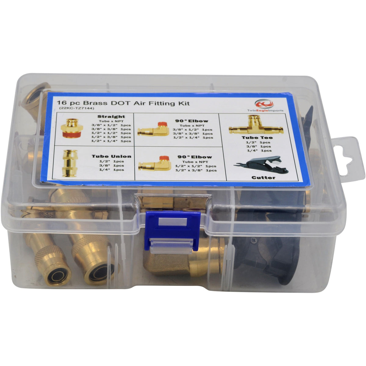 Twin Eagle Imports Grab Kits 16pc DOT Brass Push in Hose Connect Grab Kit Assortment